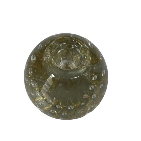 Murano Paperweight Bubbles Fishnet Gold Aventurine egg shape candle/pen holder - Picture 3 of 5